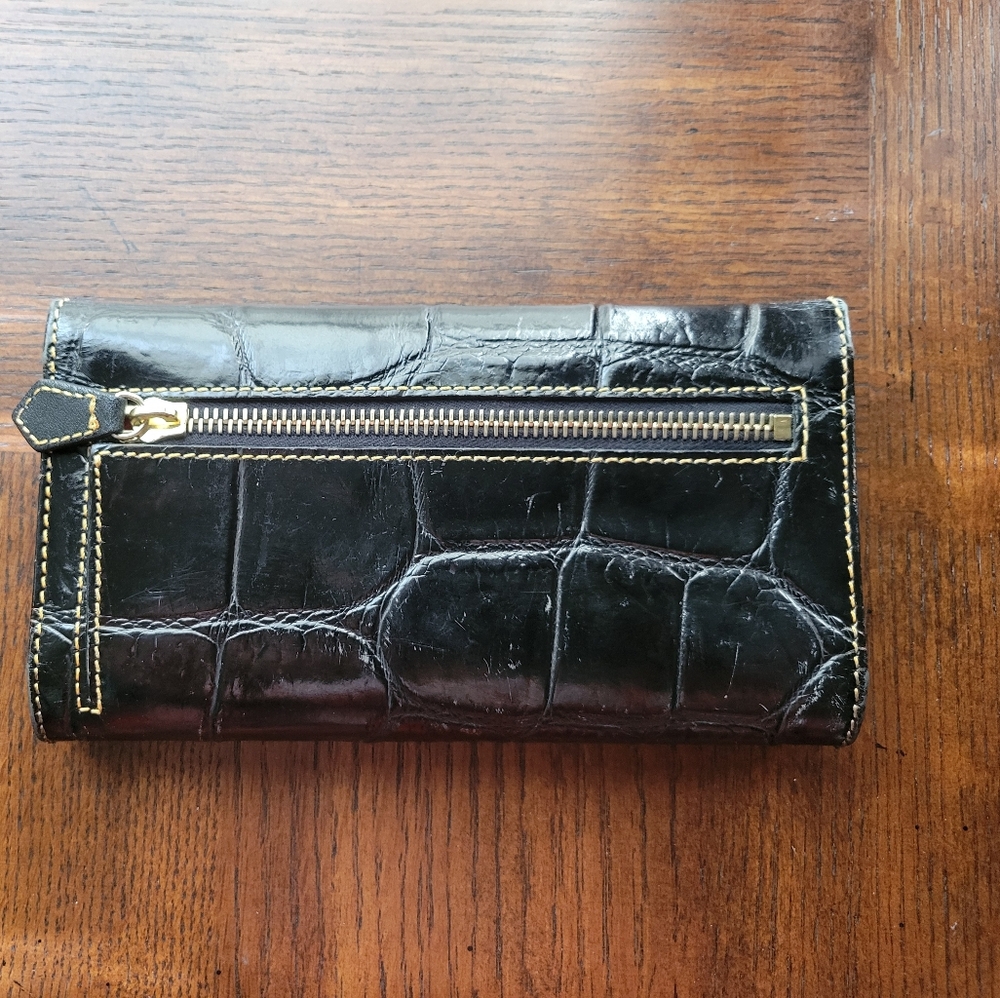 Dooney & Bourke Black Croc Embossed Continental Clutch - Picture 3 of 4